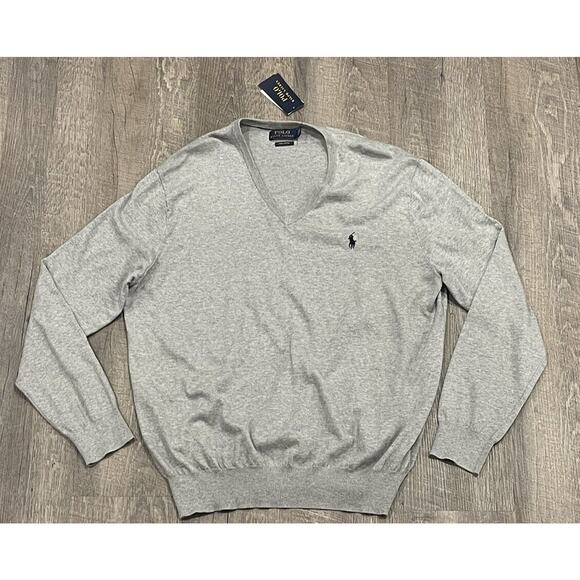Polo Ralph Lauren Blue Pima Cotton Sweater Navy Blue Pony - XL NWT - Picture 5 of 10